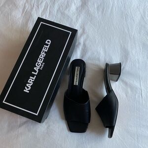 Karl Lagerfeld black leather sandals